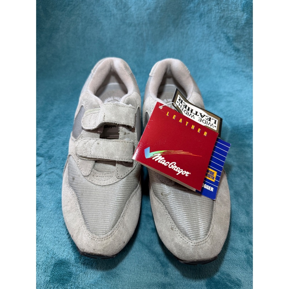 MacGregor Jogger Grey Suede Mesh Wide Width Hook Loop Walking Shoes Mens 7.5 NEW